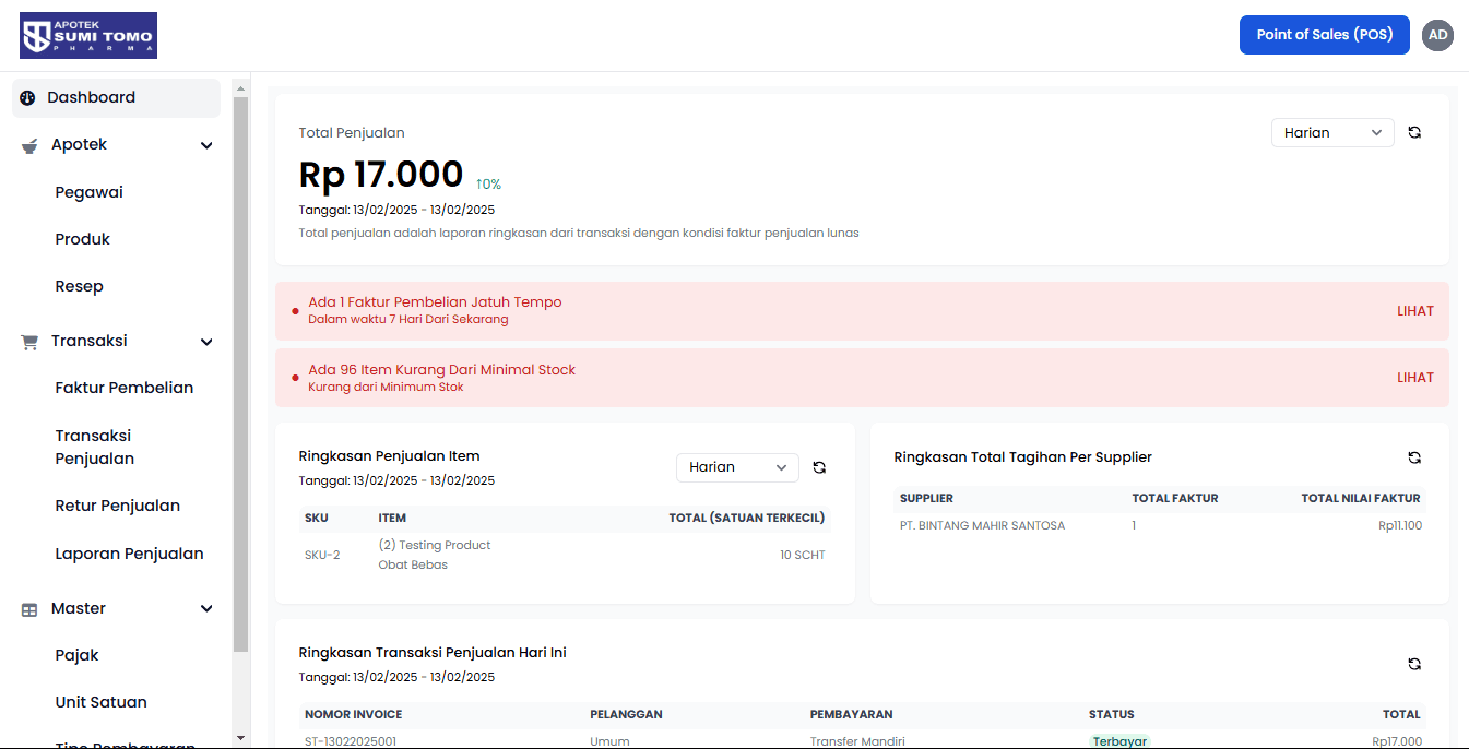 POS System - Apotek Sumi Tomo